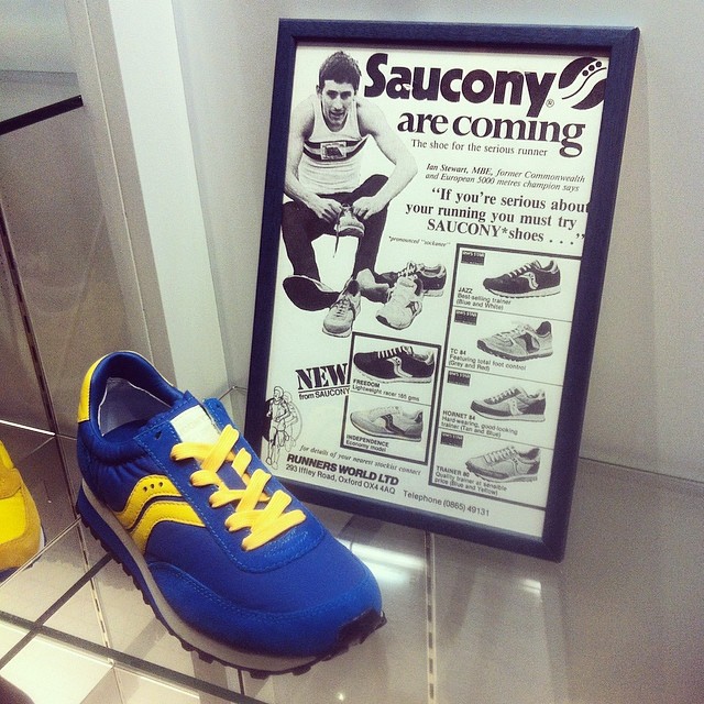 Lots of fun at the @sauconyoriginals launch, nuts to think that people used to run in these! Will be interesting to compare the Trainer 80 to the new Kinvara 5 #sauconyoriginals