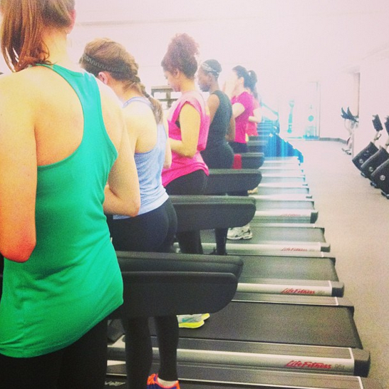 Ladies in a line! Gearing up for tread and shred. 